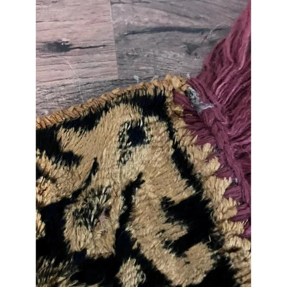 Large Vintage Lion Fringed Tapestry or Rug, 74 inches by 47 inches